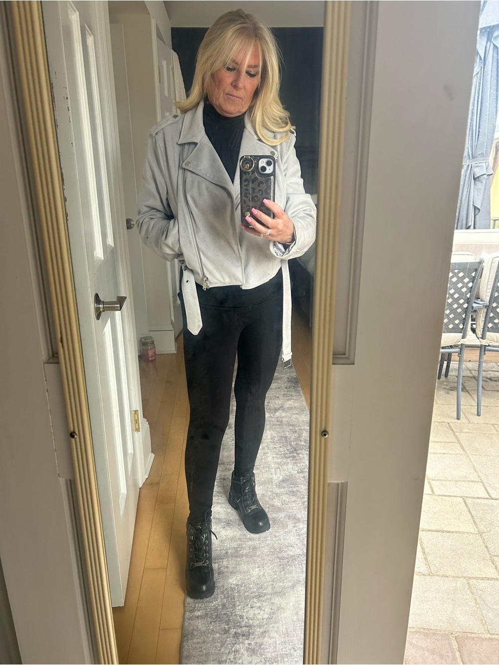 Forever 21 Light Gray Suede-Look Moto Jacket